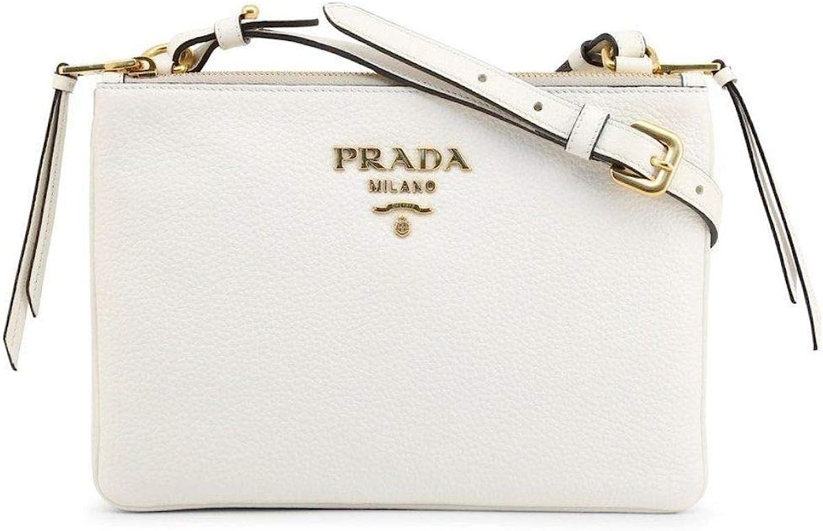 Prada White Leather Vitello Phenix Crossbody Bag 1BH046