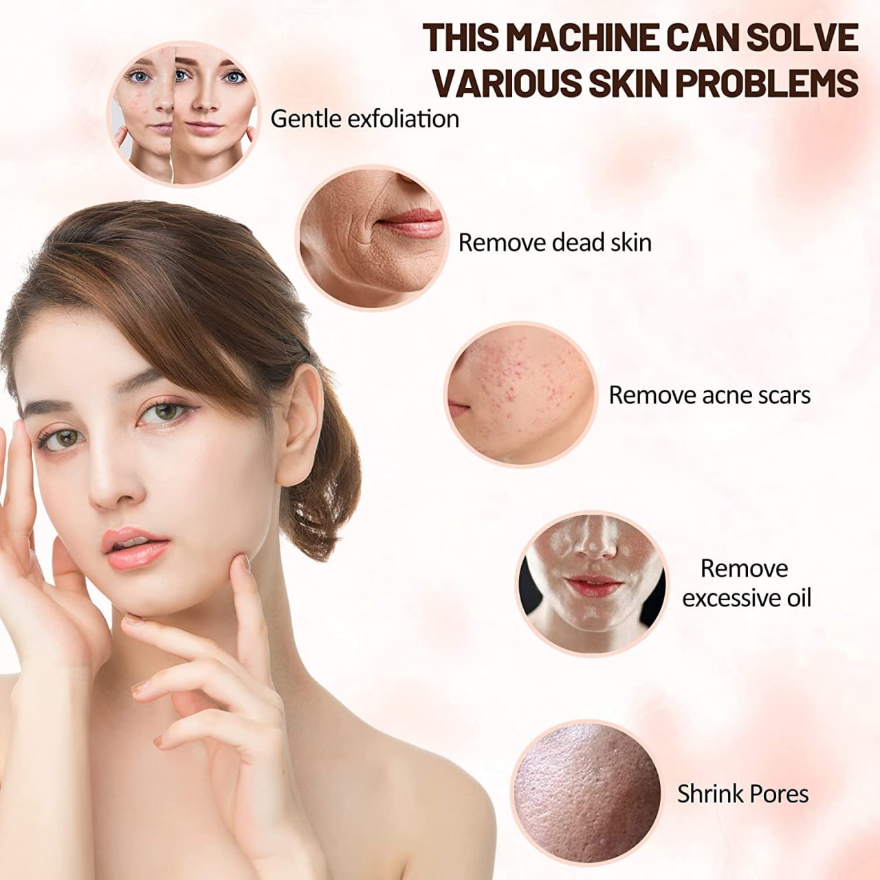 Beauty Star Microdermabrasion Machine with Spray Gun, Professional Home Use Facial Beauty Salon Equipment Strong Suction Power 65-68cmhg