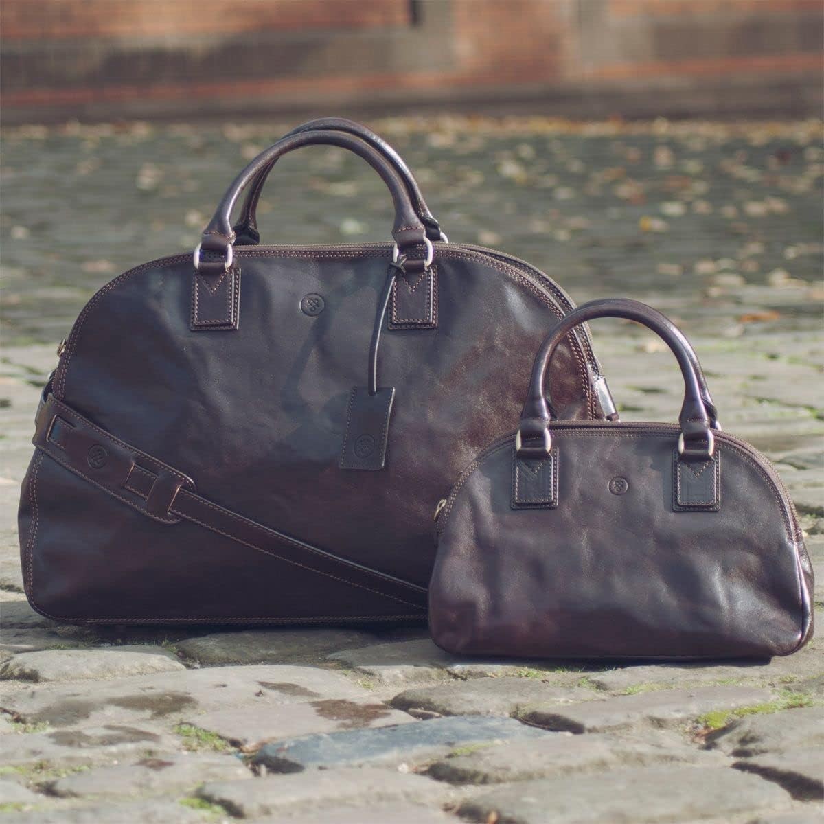 Luxury Leather Luggage Bag - 3 Zipped Sections  The LilianaL  Handcrafted In Italy  Night Black