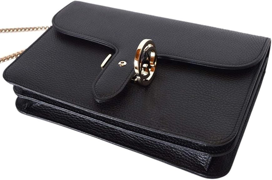 Gucci Women's Black Leather 510304 Interlocking GG Crossbody Purse Handbag New