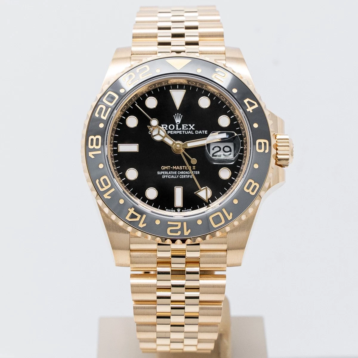 Rolex GMT-Master II, 126718GRNR, 40mm, Yellow Gold, Black Dial, Black & Gray